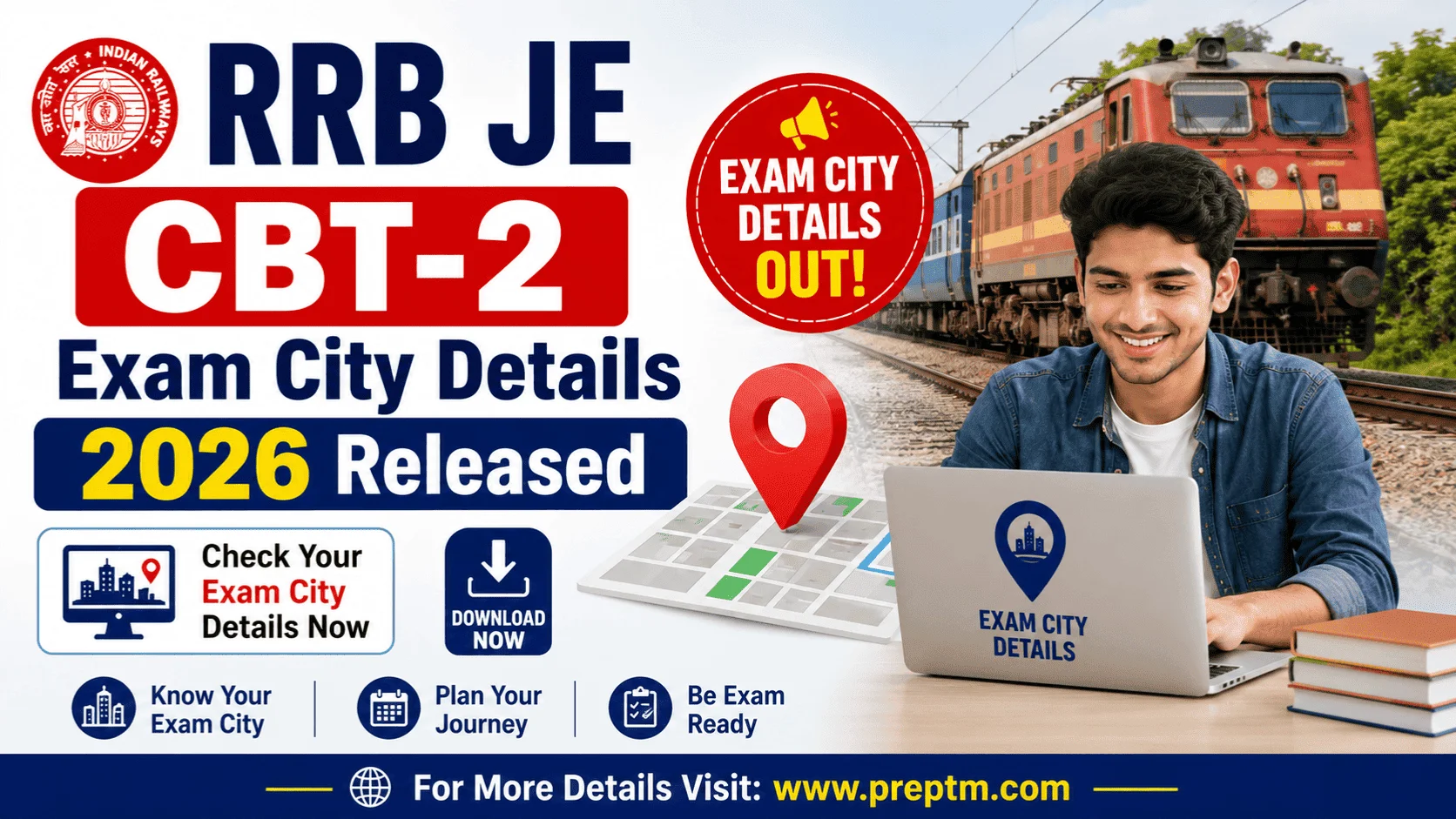 RRB JE CBT-2 Exam City Details 2026 Released